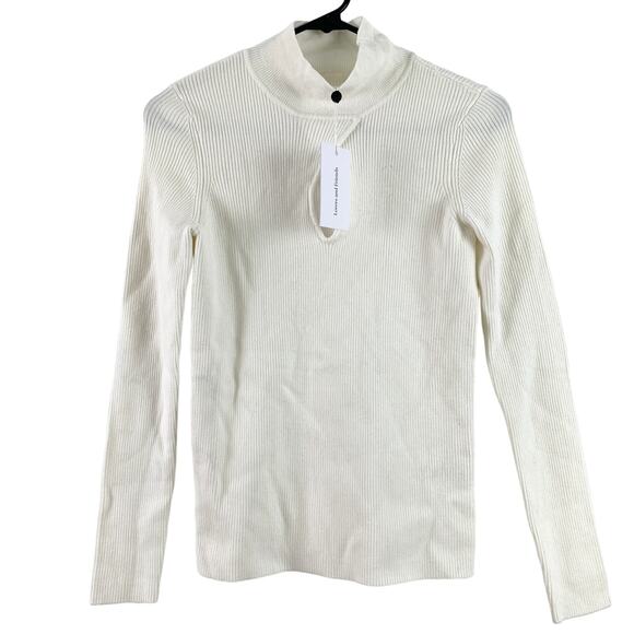NWT Lovers + Friends Niko Keyhole Cutout Mock Turtleneck Sweater Ivory Large - Picture 5 of 9